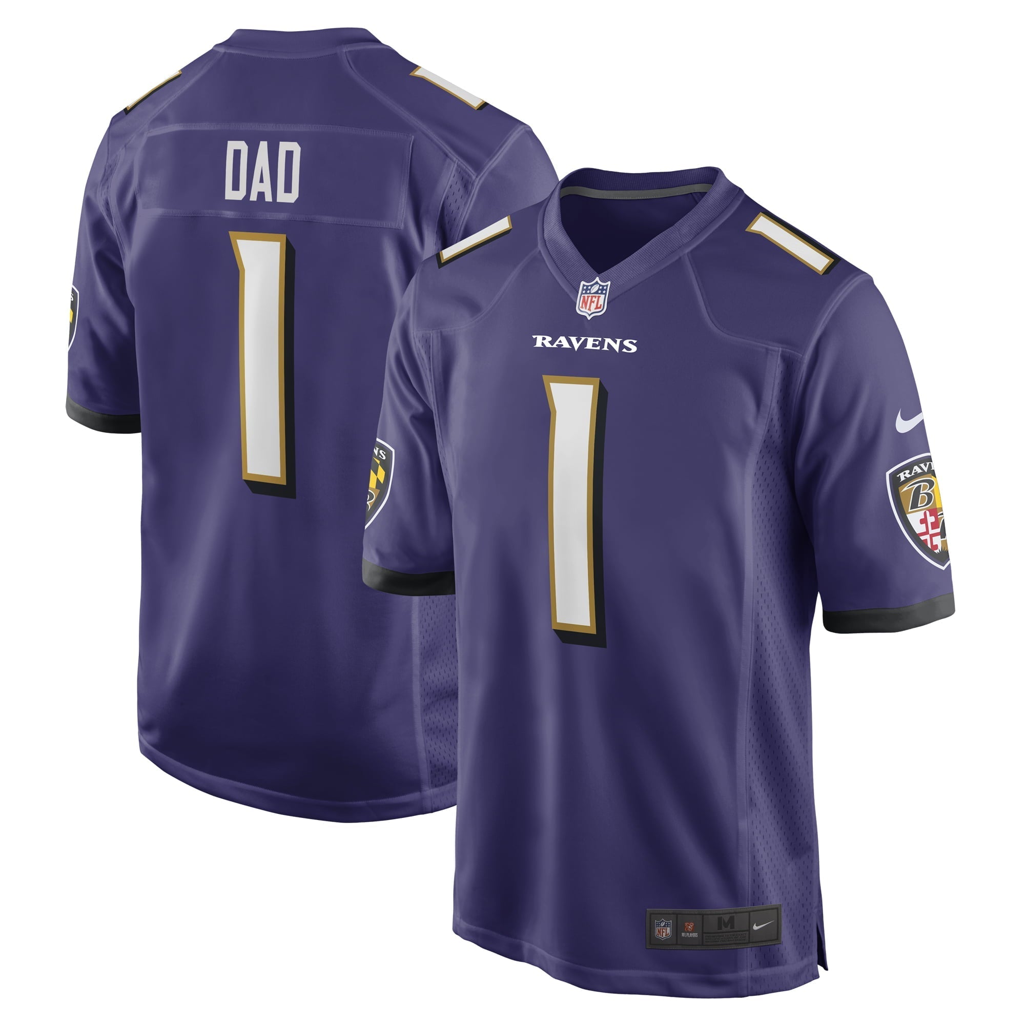 Men s Nike Number 1 Dad Purple Baltimore Ravens Game Jersey