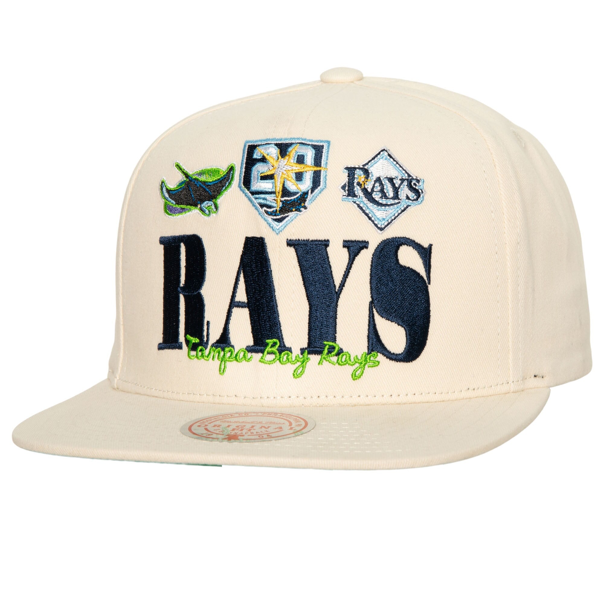 Tampa Bay Rays Mitchell & Ness Reframe Retro Snapback Hat - Cream