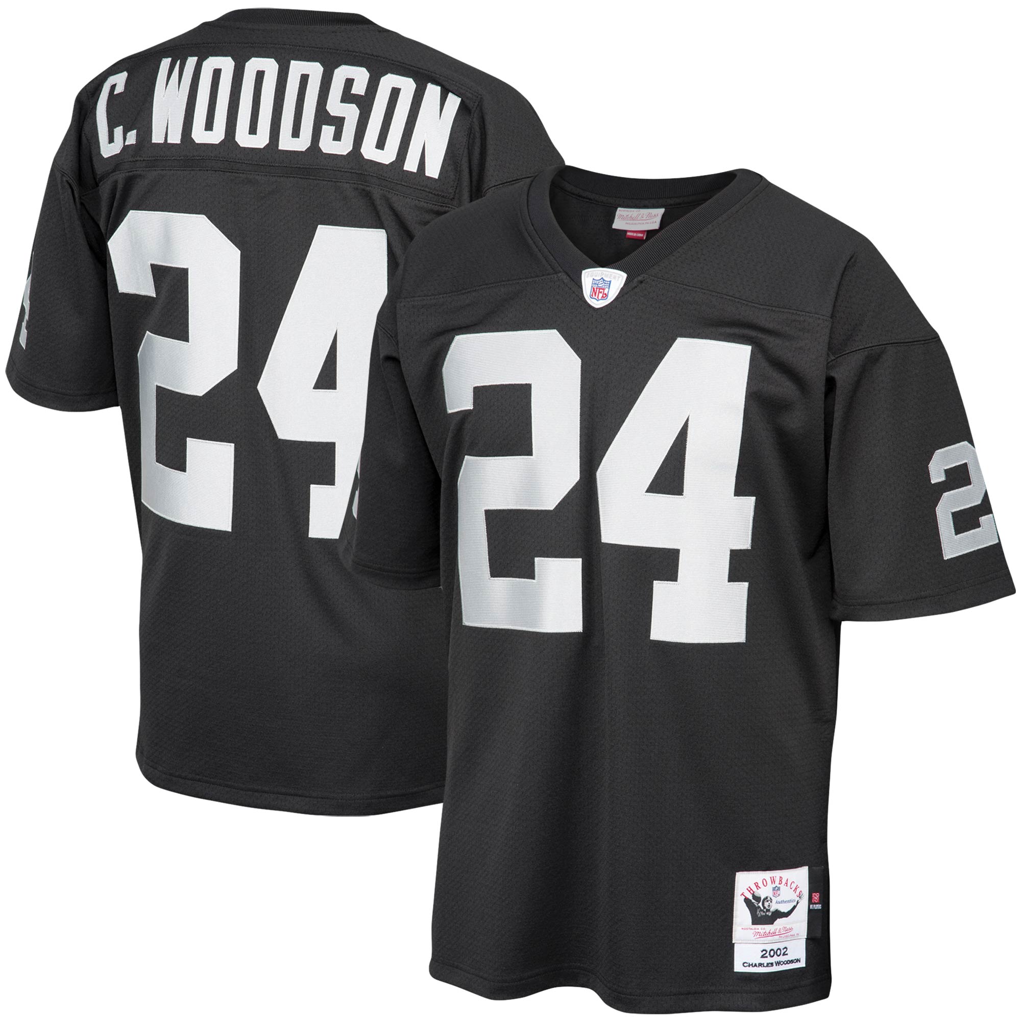 Charles Woodson Las Vegas Raiders Mitchell   Ness 2002 Authentic Throwback Retired Player Jersey   Black