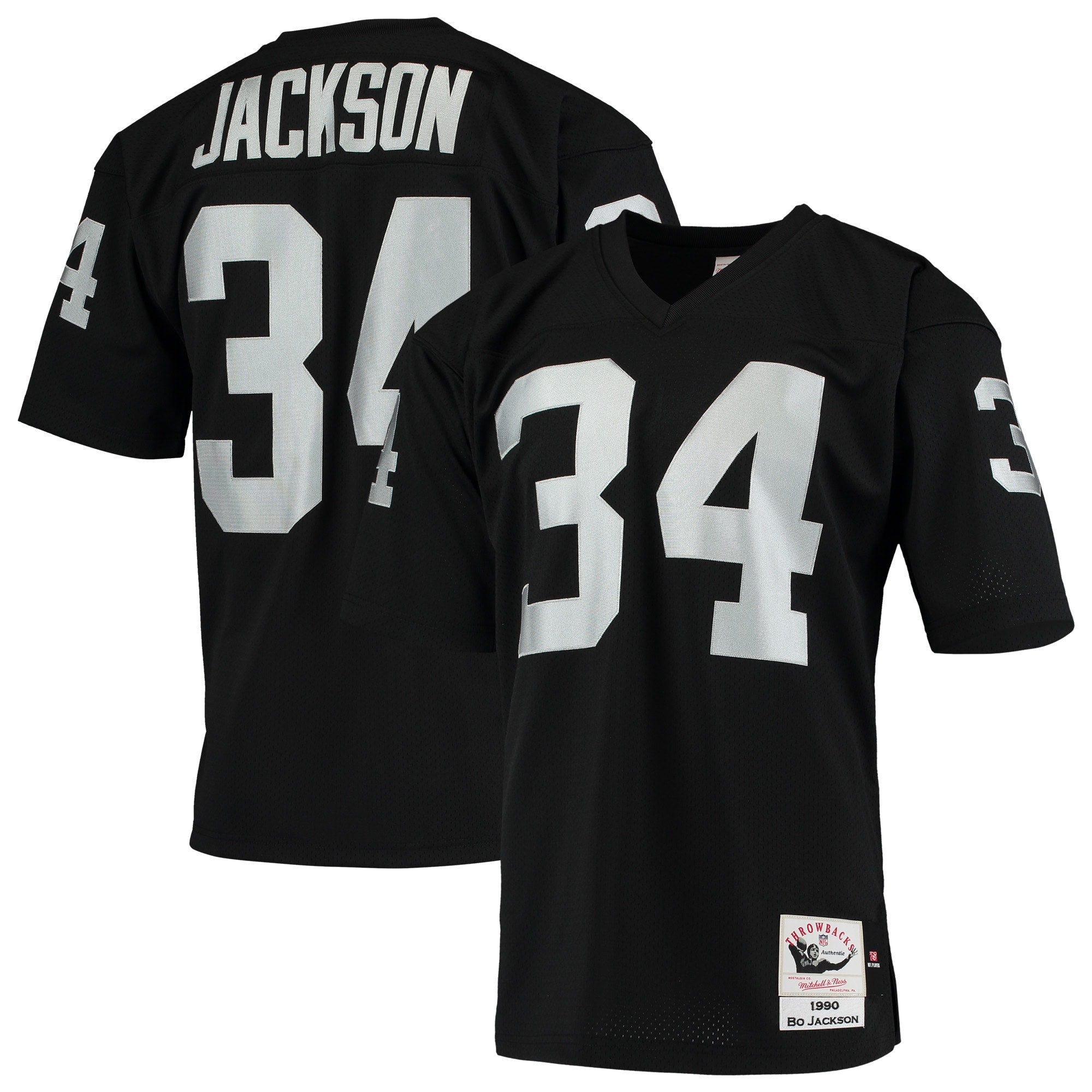 Bo Jackson Las Vegas Raiders Mitchell   Ness 1990 Authentic Throwback Retired Player Jersey   Black