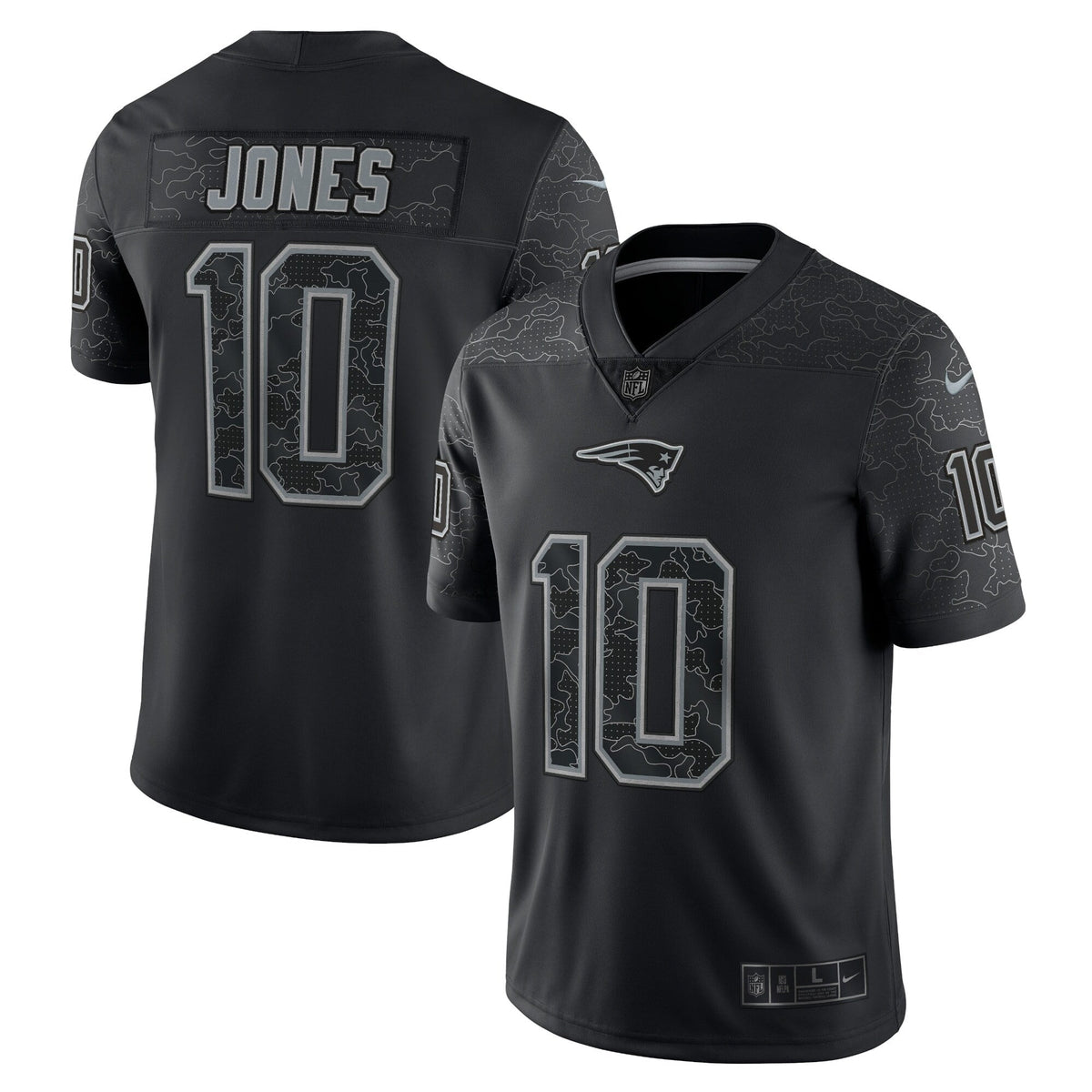 Men s Nike Mac Jones Black New England Patriots RFLCTV Limited Jersey