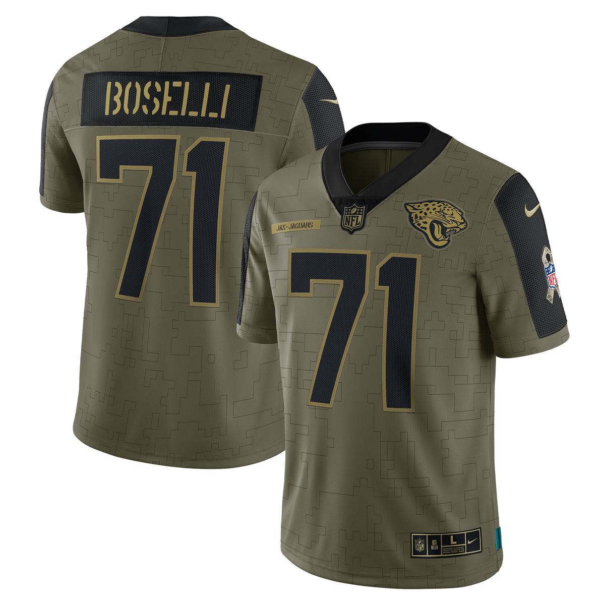 Tony Boselli Jacksonville Jaguars Nike 2021 Salute To Service Retired Player Limited Jersey   Olive