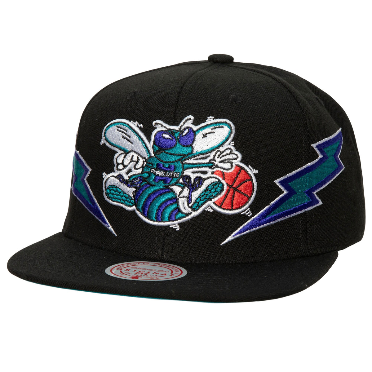 Charlotte Hornets Mitchell & Ness Hardwood Classics Soul Double Trouble Lightning Snapback Hat - Black