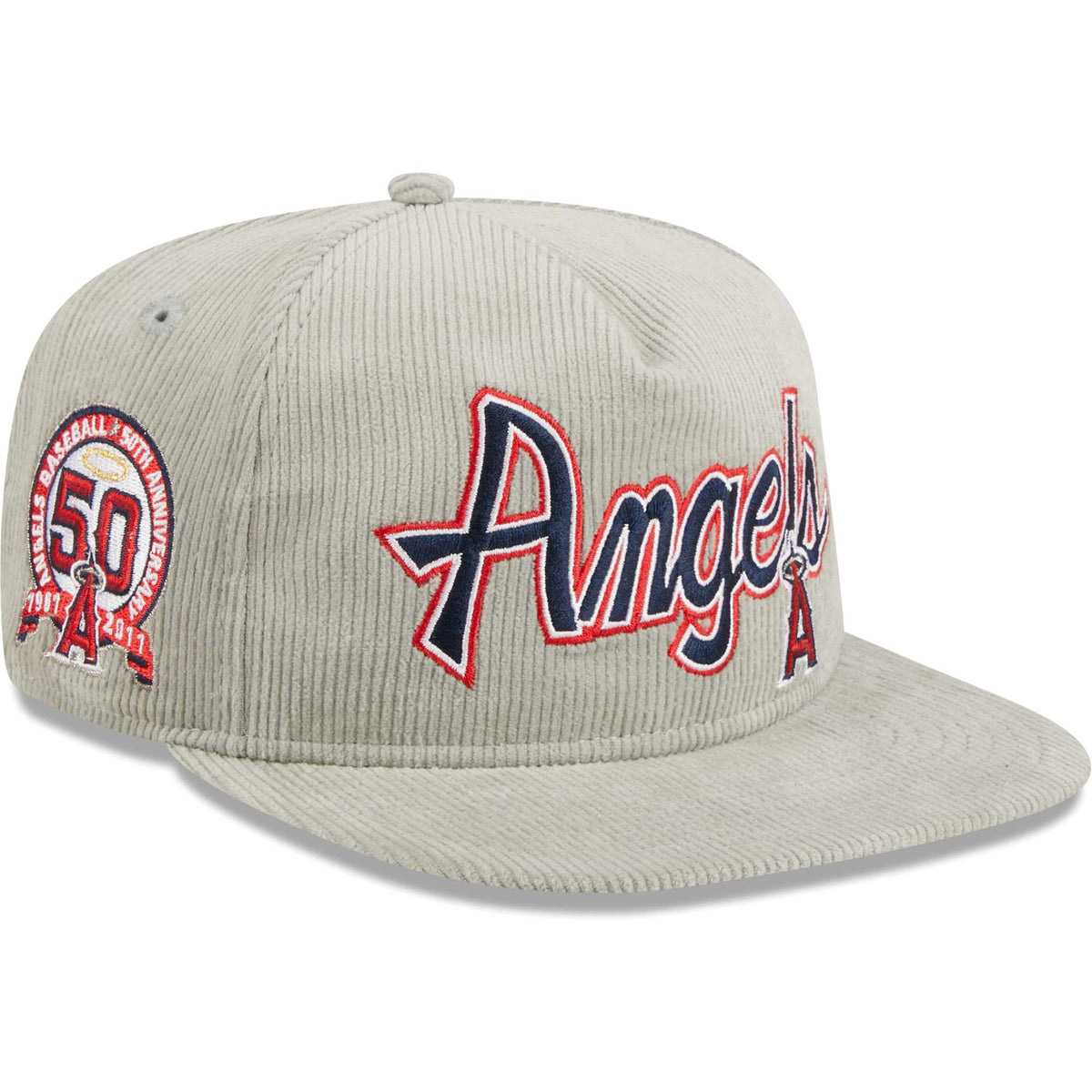 Los Angeles Angels New Era Corduroy Golfer Adjustable Hat - Gray