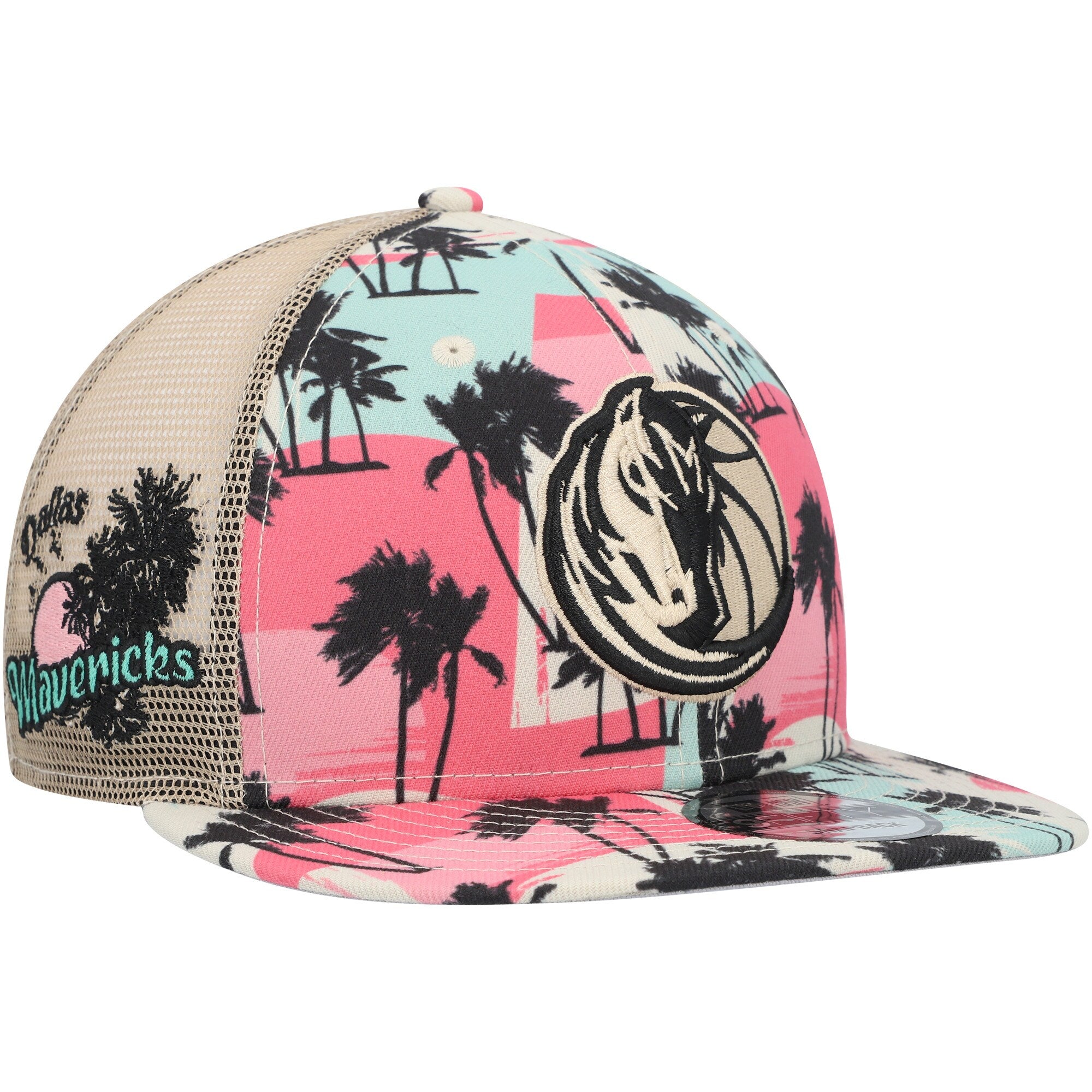 Dallas Mavericks New Era Palm Trees 9FIFTY Trucker Snapback Hat - Cream