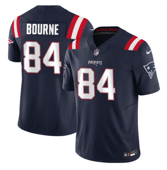 Men s New England Patriots Kendrick Bourne Navy 2023 F.U.S.E. Vapor Limited Stitched Jersey