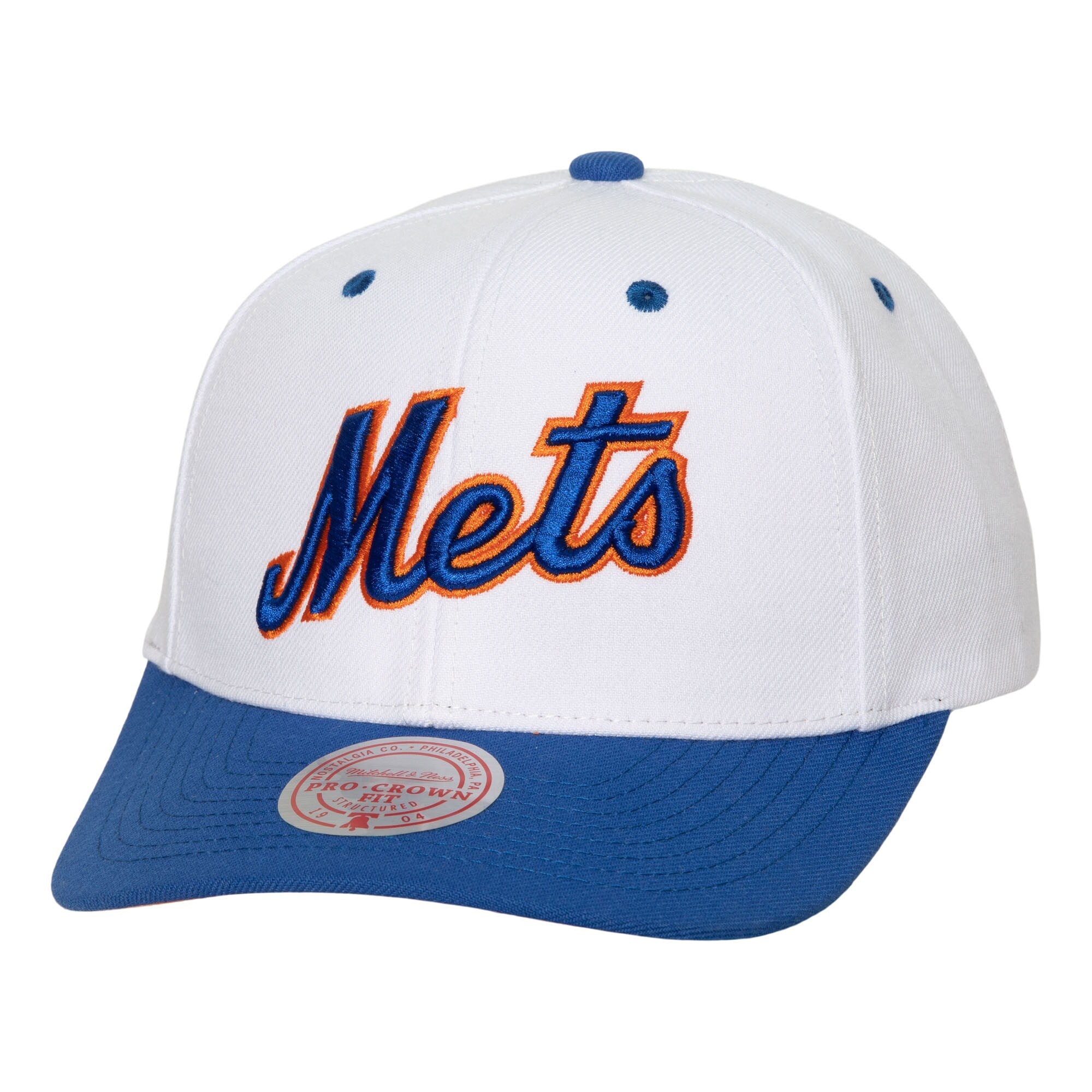New York Mets Mitchell & Ness Cooperstown Collection Pro Crown Snapback Hat - White