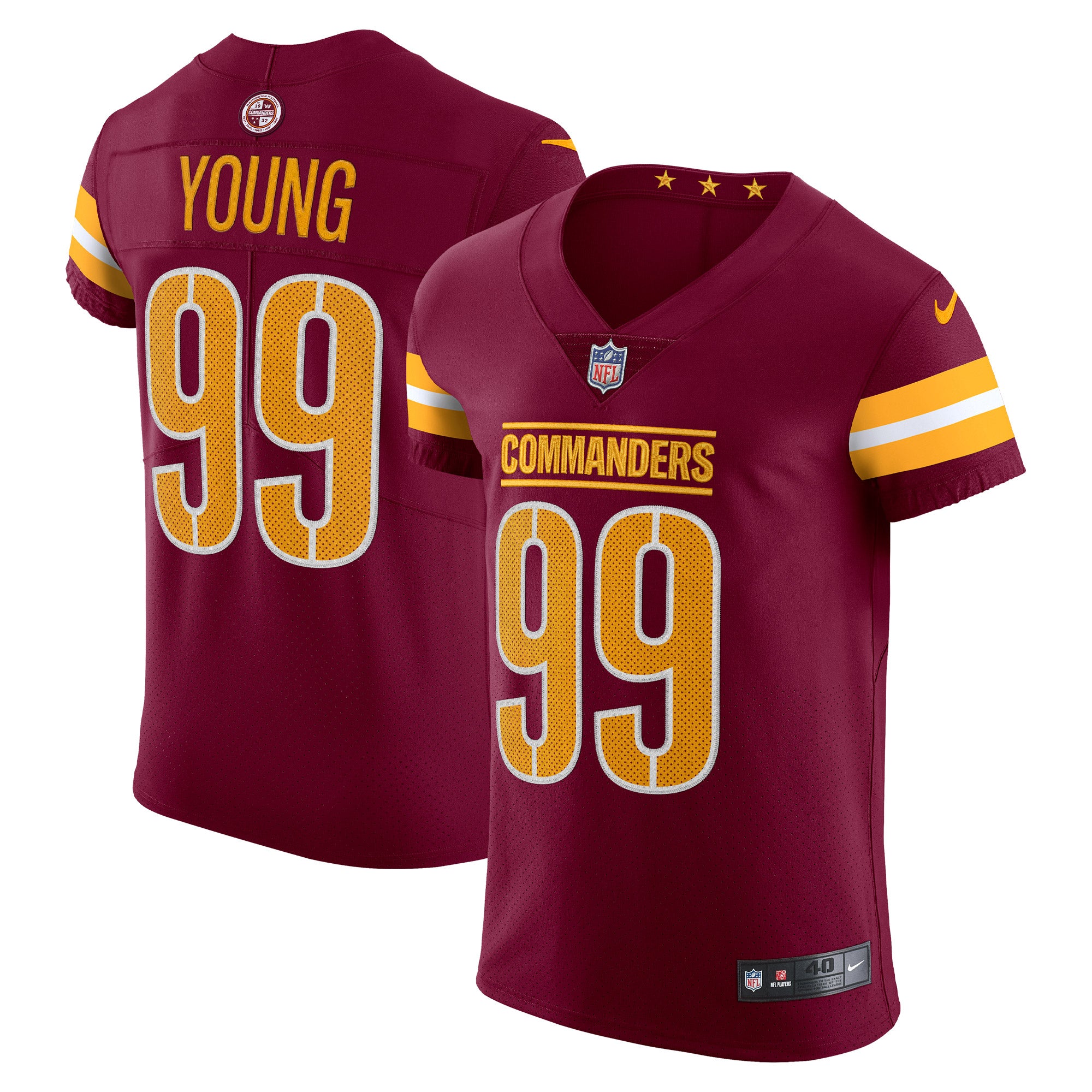 Chase Young Washington Commanders Nike Vapor Elite Jersey   Burgundy