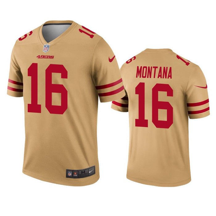 Men s San Francisco 49ers Joe Montana Inverted Legend Jersey   Gold