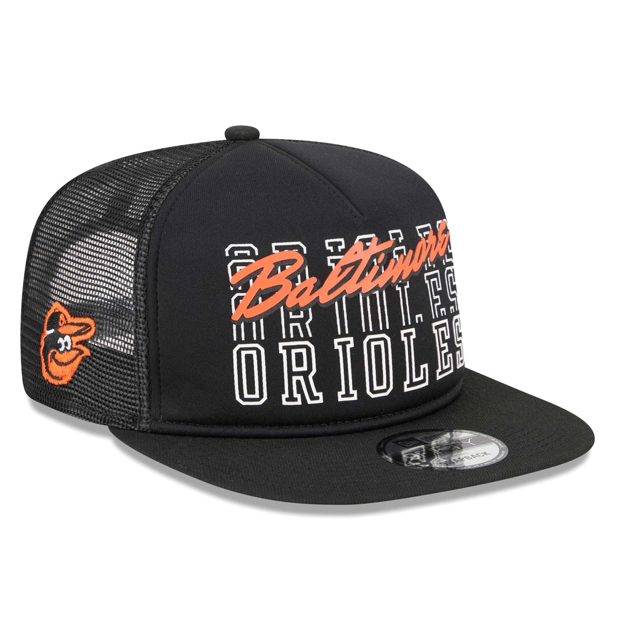Baltimore Orioles New Era Street Team A-Frame Trucker 9FIFTY Snapback Hat - Black
