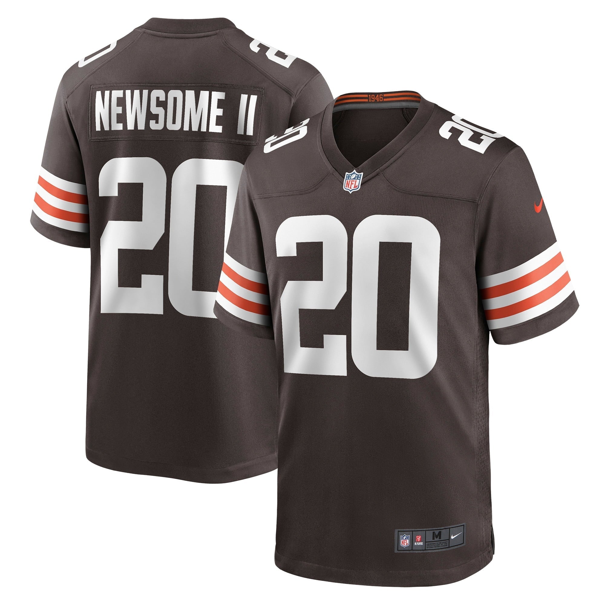 Men s Nike Greg Newsome II Brown Cleveland Browns Game Jersey