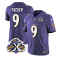 Men s Baltimore Ravens Justin Tucker Purple 2023 F.U.S.E With Patch Throwback Vapor Limited Stitched Jersey