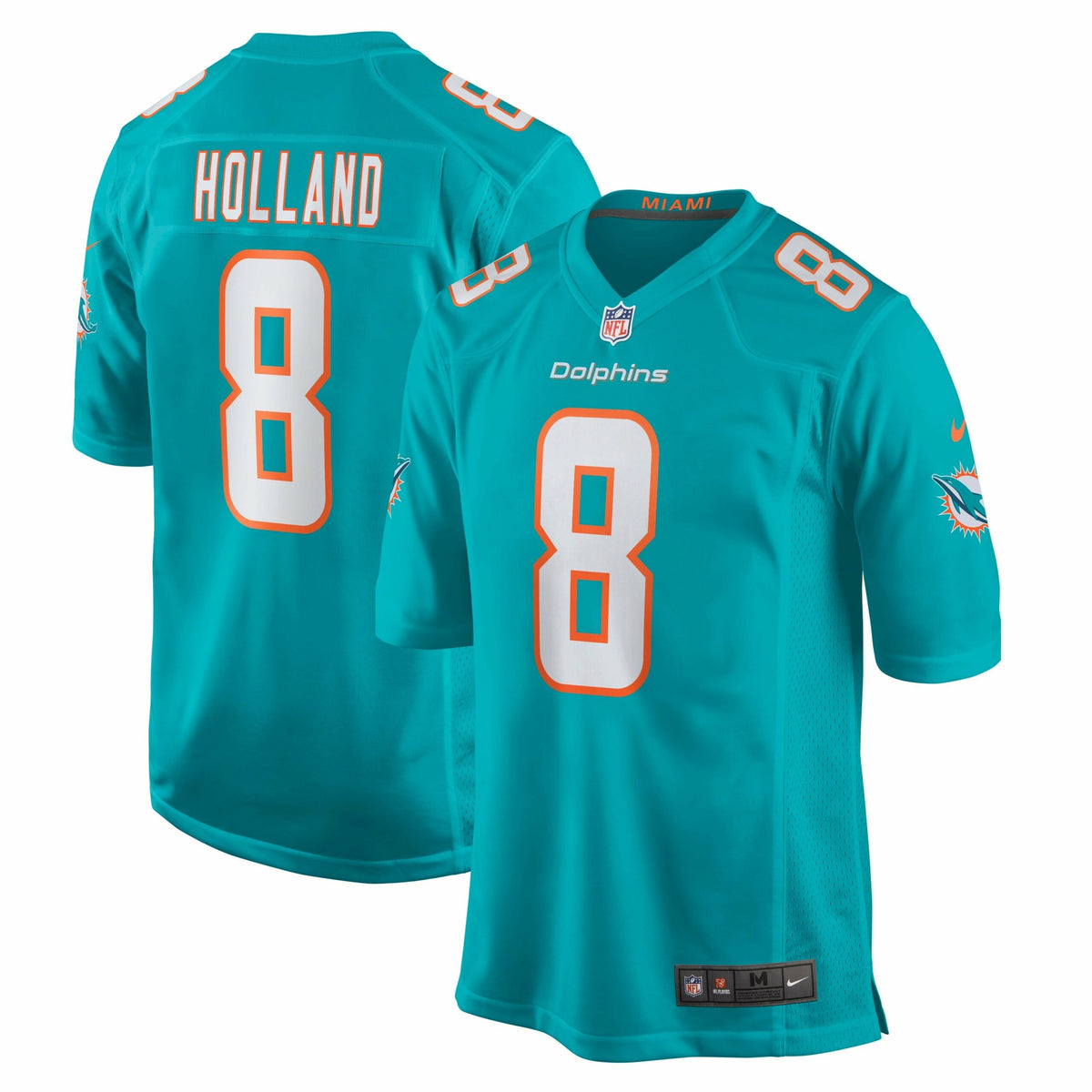 Men s Nike Jevon Holland Aqua Miami Dolphins Game Player Jersey