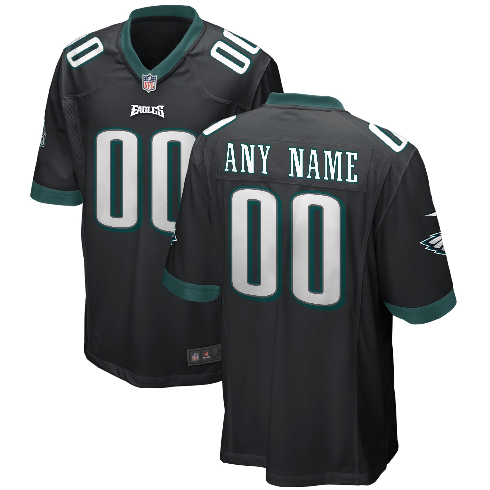 Philadelphia Eagles Nike Alternate Custom Game Jersey   Black