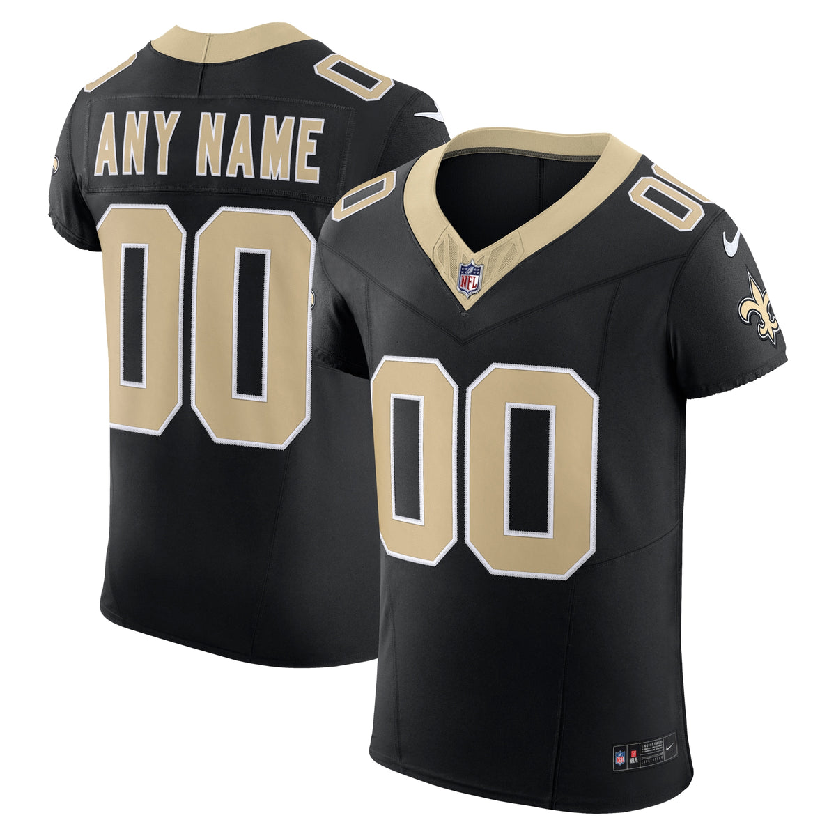 New Orleans Saints Nike Vapor F.U.S.E. Elite Custom Jersey   Black