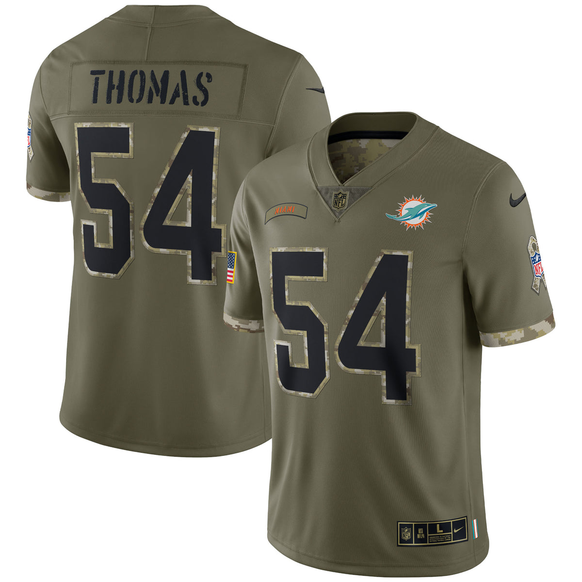 Zach Thomas Miami Dolphins 2022 Salute To Service Retired Player Limited Jersey   Olive