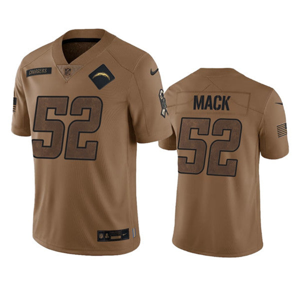 Men s Los Angeles Chargers Khalil Mack 2023 Brown Salute To Service Limited Stitched Jersey