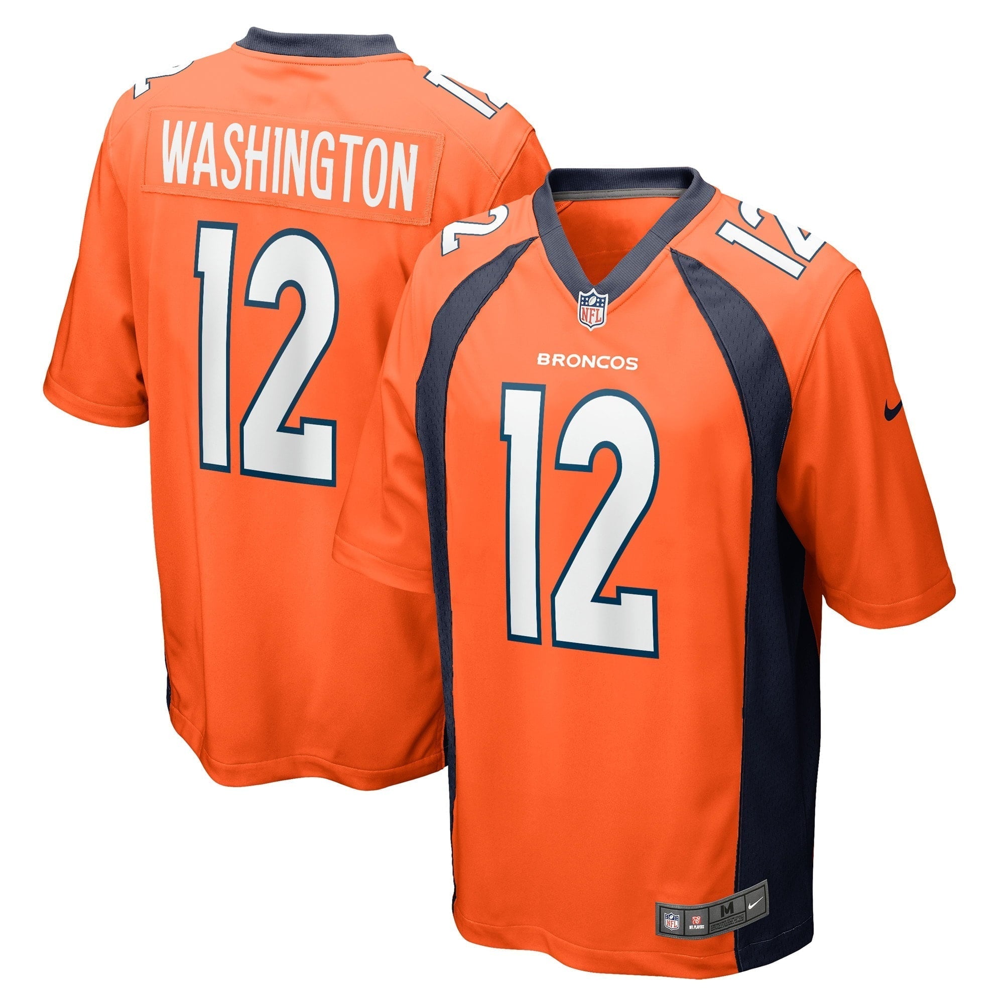 Men s Nike Montrell Washington Orange Denver Broncos Game Player Jersey