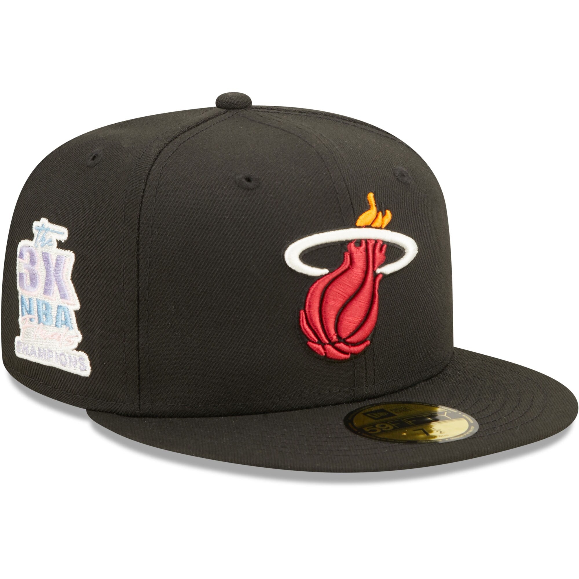 Miami Heat New Era 3x NBA Finals Champions Pop Sweat 59FIFTY Fitted Hat - Black