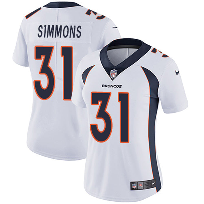 Women s Denver Broncos Justin Simmons Vapor Jersey   White