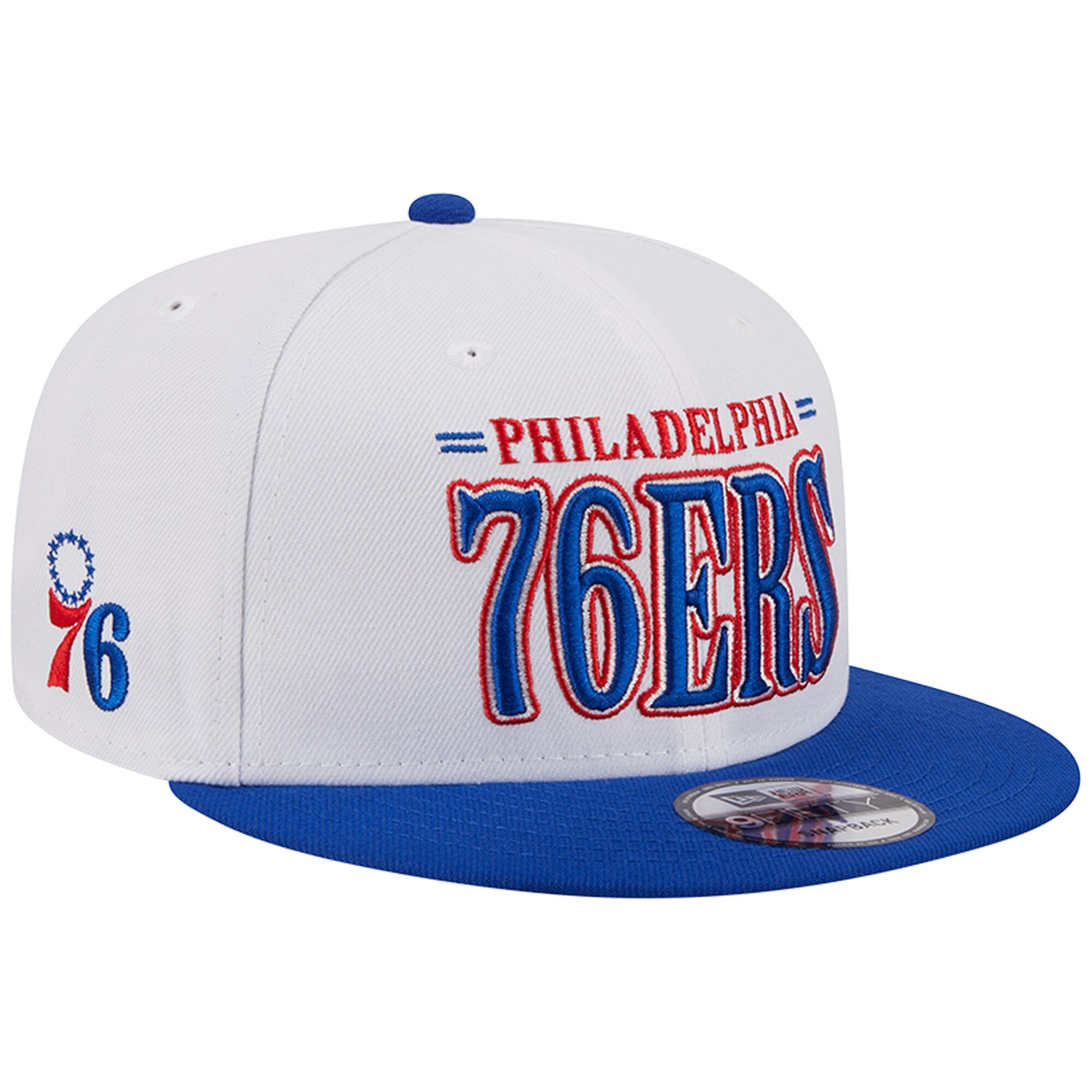 Philadelphia 76ers New Era Team Stack 9FIFTY Snapback Hat - White