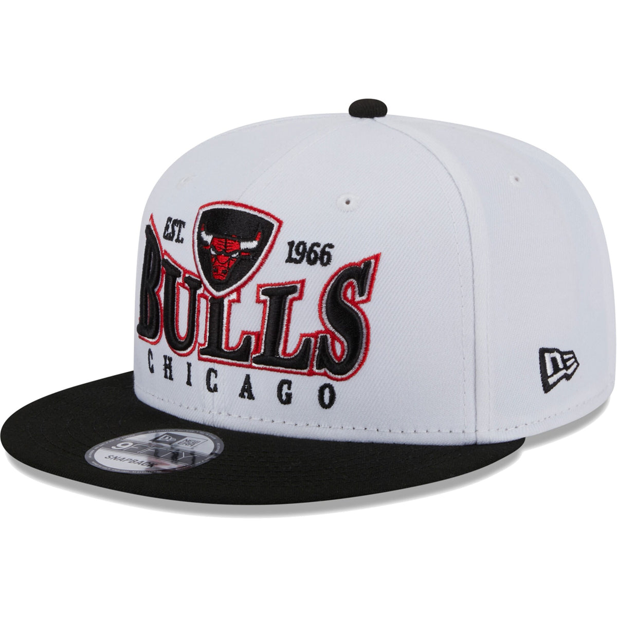 Chicago Bulls New Era Crest Stack 9FIFTY Snapback Hat - White/Black
