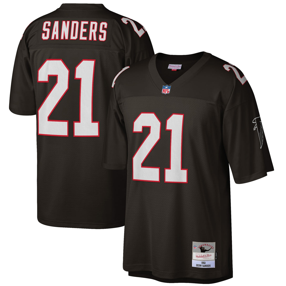 Deion Sanders Atlanta Falcons Mitchell   Ness Big   Tall 1992 Retired Player Replica Jersey   Black