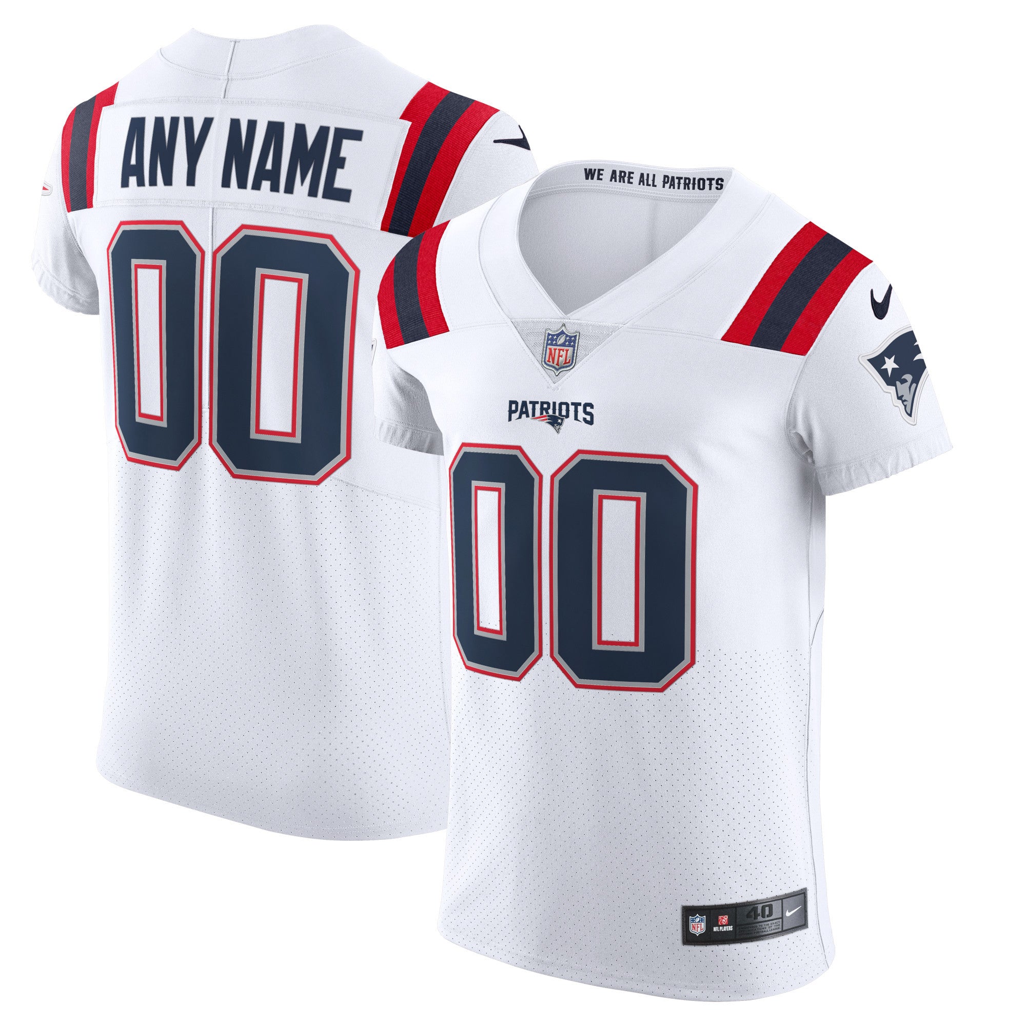 New England Patriots Nike Vapor Elite Custom Jersey   White