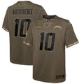 Justin Herbert Los Angeles Chargers Nike Youth 2022 Salute To Service Player Limited Jersey   Olive
