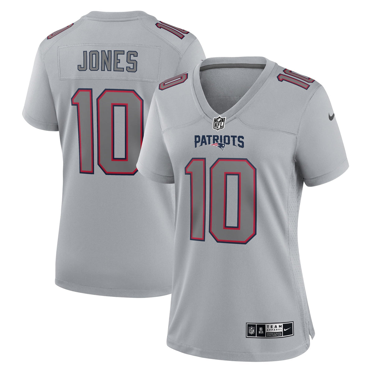 Women s Nike Mac Jones Gray New England Patriots Atmosphere Fashion Game Jersey