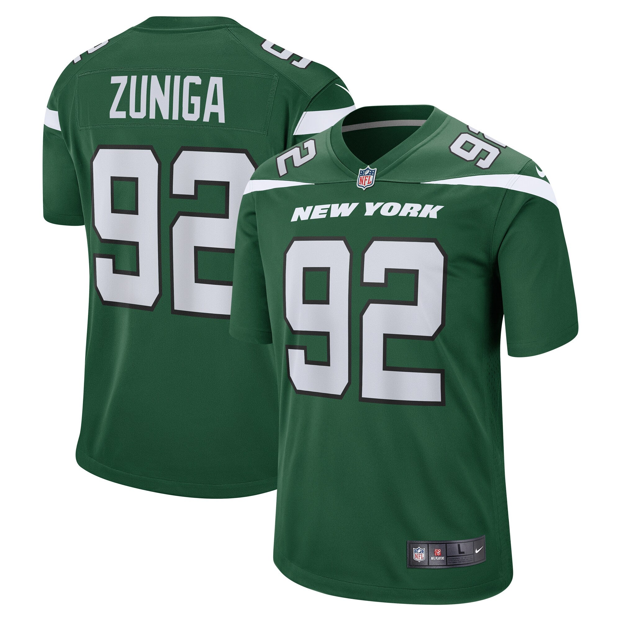 Jabari Zuniga New York Jets Nike Game Jersey   Gotham Green