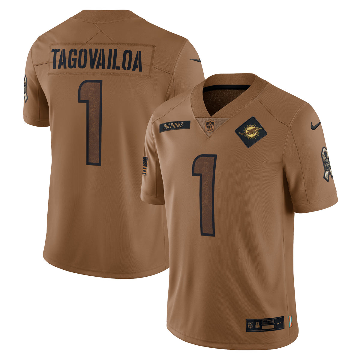 Tua Tagovailoa Miami Dolphins Nike 2023 Salute To Service Limited Jersey   Brown