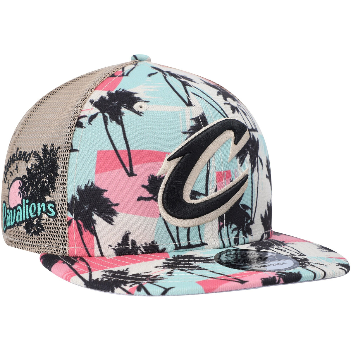 Cleveland Cavaliers New Era Palm Trees 9FIFTY Trucker Snapback Hat - Cream