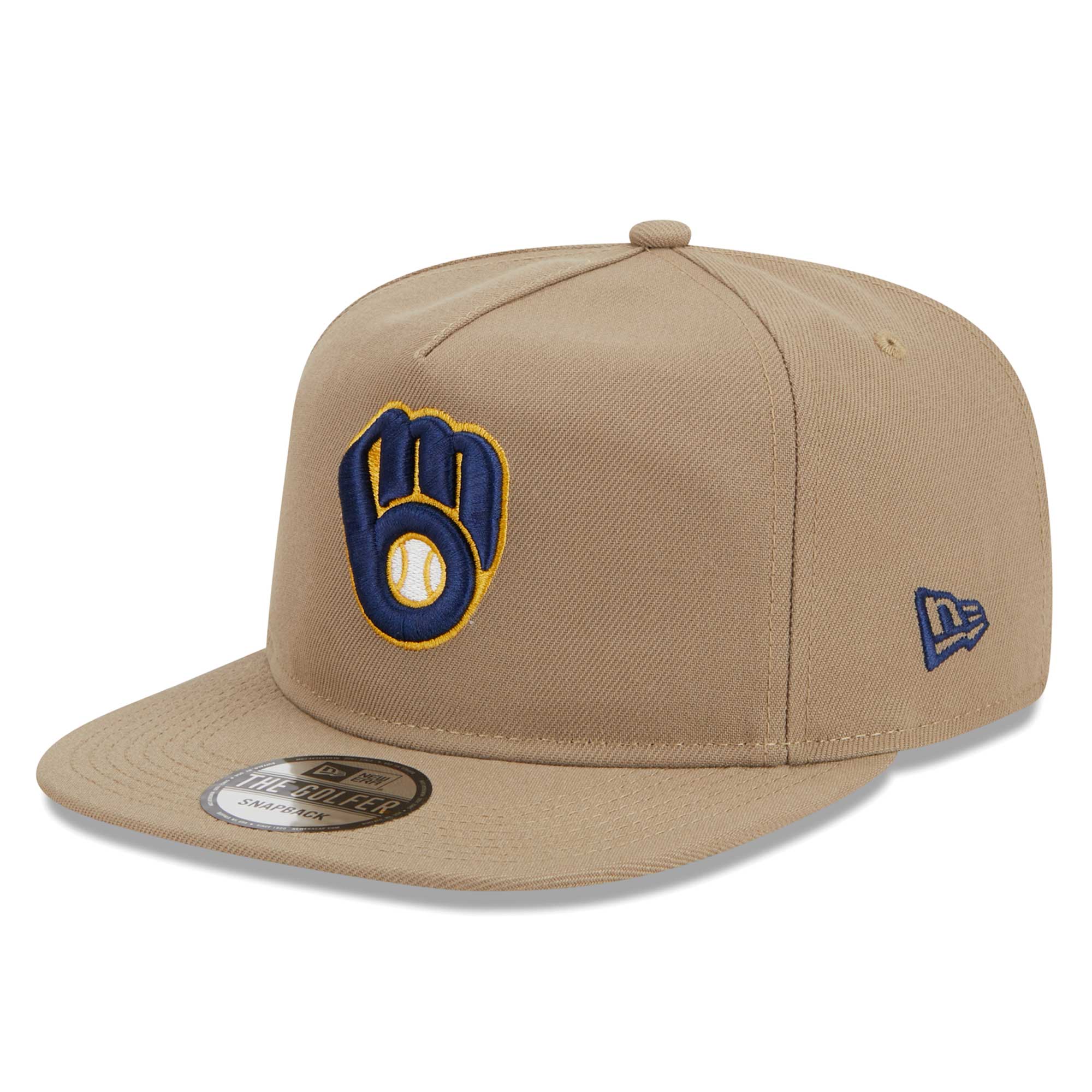 Milwaukee Brewers New Era Golfer Adjustable Hat - Khaki