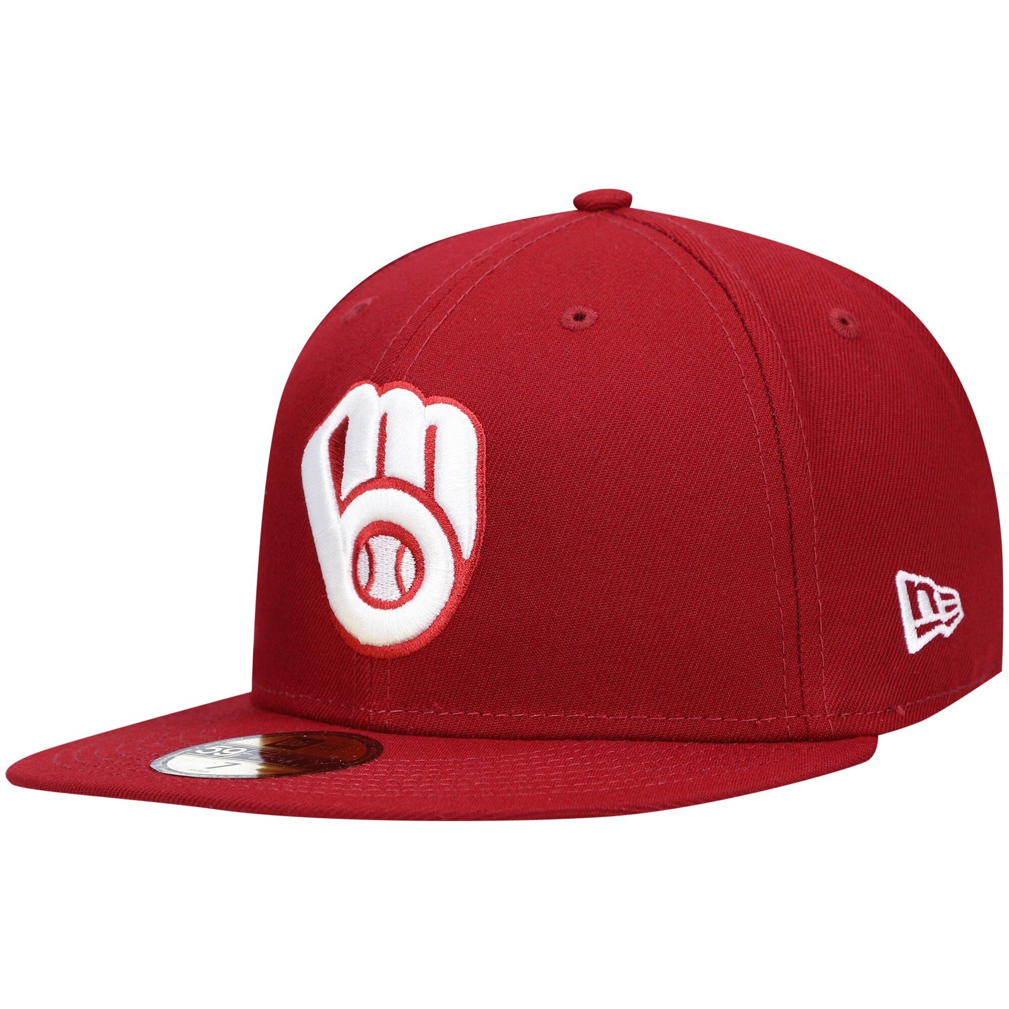 Milwaukee Brewers New Era White Logo 59FIFTY Fitted Hat - Cardinal