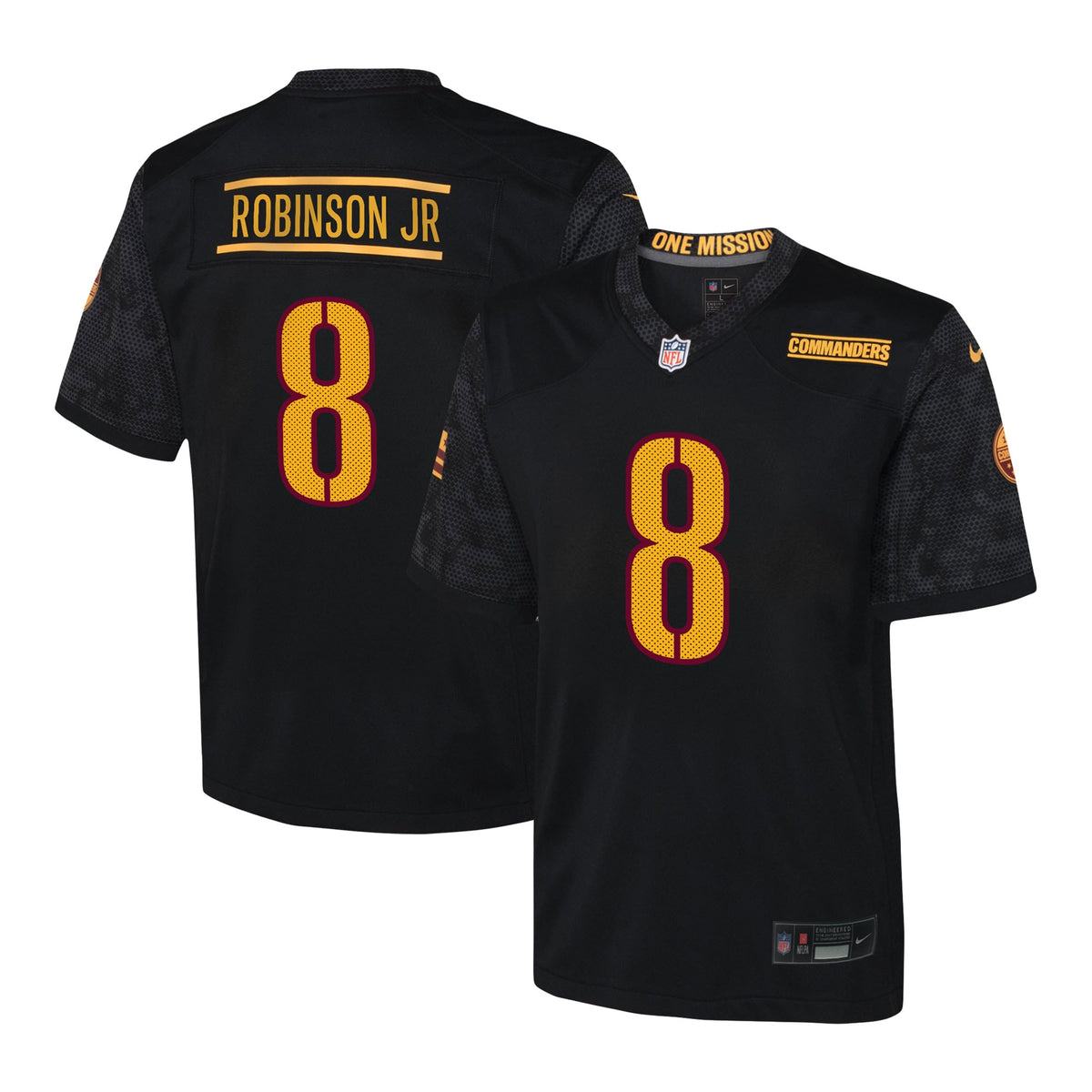 Brian Robinson Jr. Washington Commanders Nike Youth Game Jersey   Black