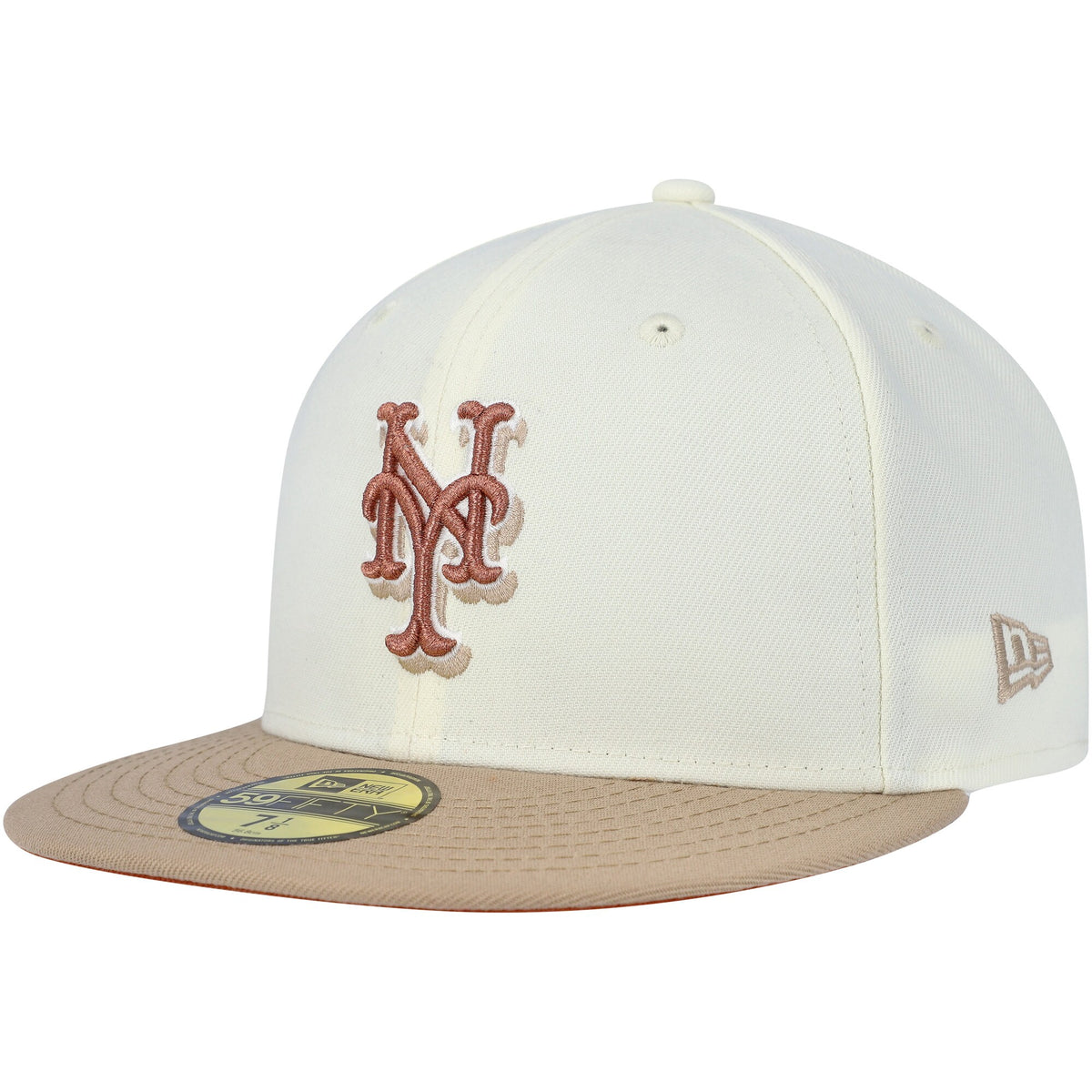 New York Mets New Era Chrome Camel Rust Undervisor 59FIFTY Fitted Hat - Cream