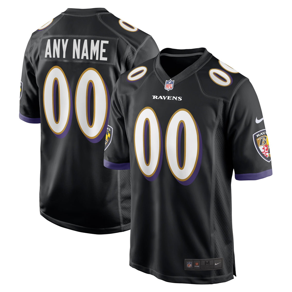 Baltimore Ravens Nike Alternate Custom Game Jersey   Black