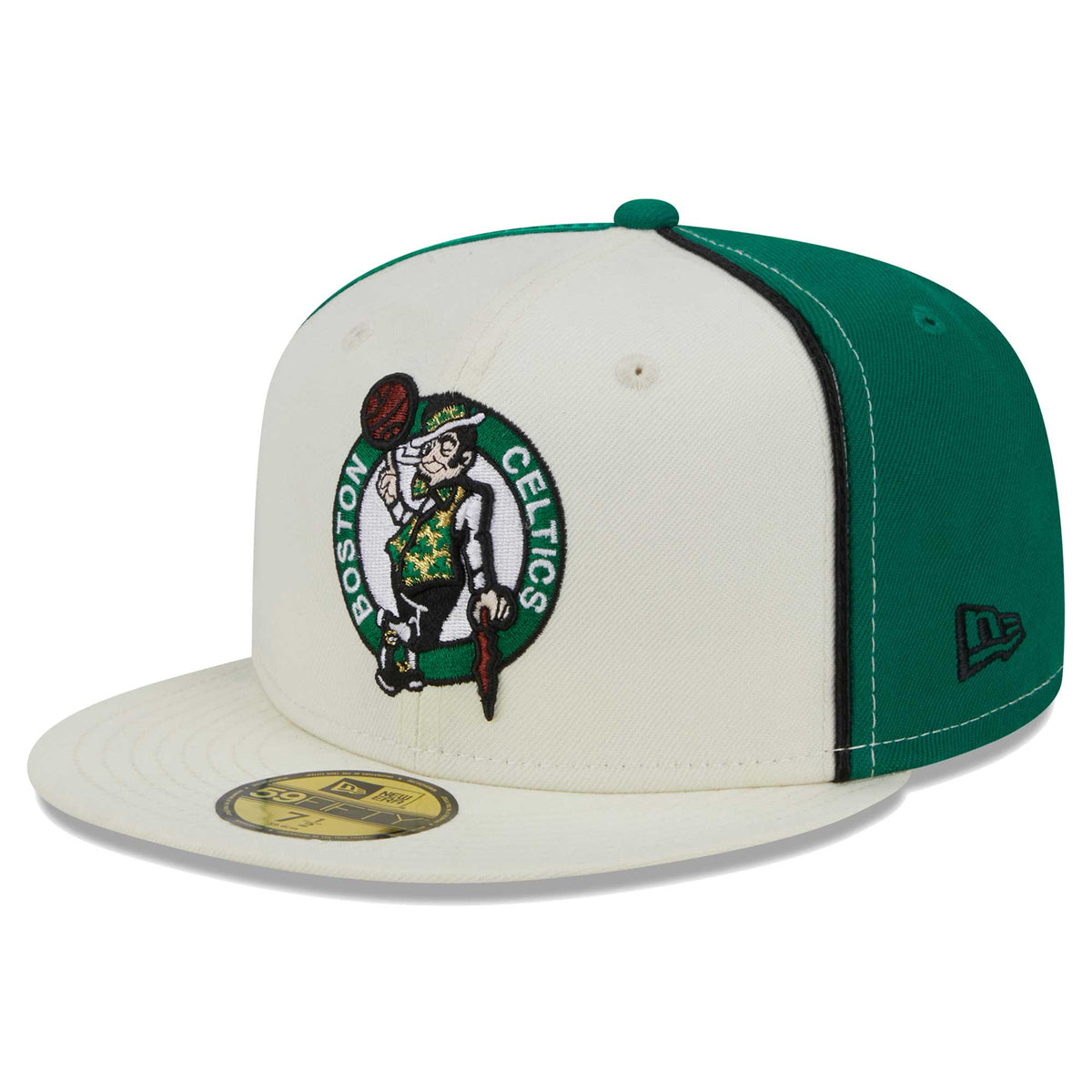 Boston Celtics New Era Piped Pop Panel 59FIFTY Fitted Hat - Cream