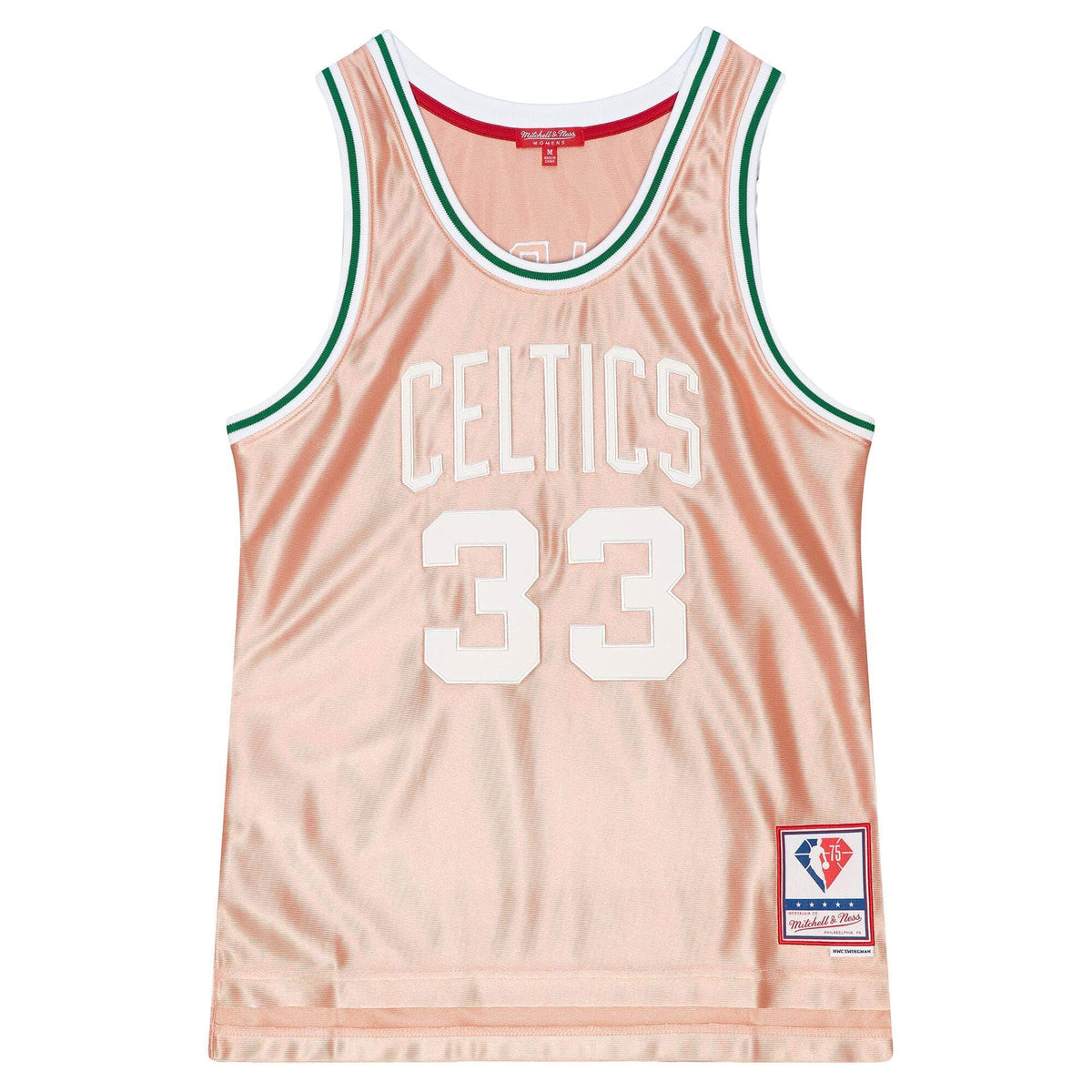 Womens 75th Anniversary Rose Gold Swingman Larry Bird Boston Celtics 1985-86 Jersey