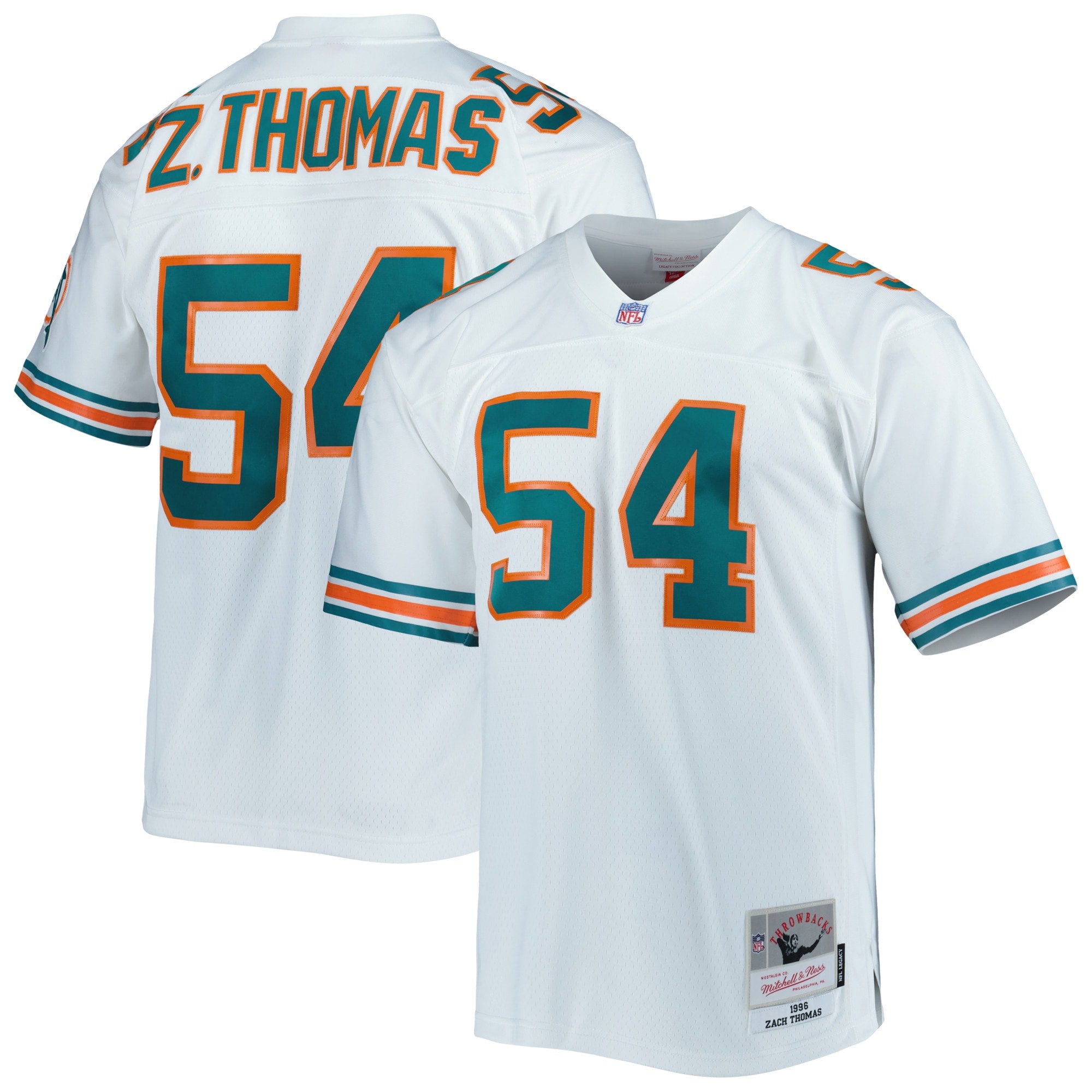 Zach Thomas Miami Dolphins Mitchell   Ness Legacy Replica Jersey   White