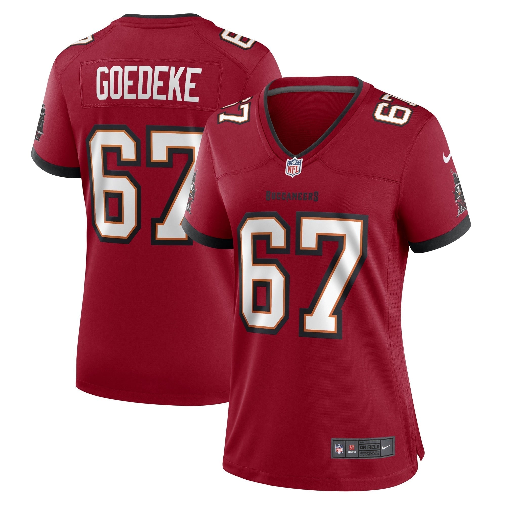 Women s Nike Luke Goedeke Red Tampa Bay Buccaneers Game Player Jersey