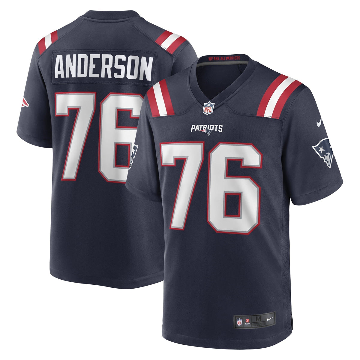 Men s Nike Calvin Anderson Navy New England Patriots Game Jersey