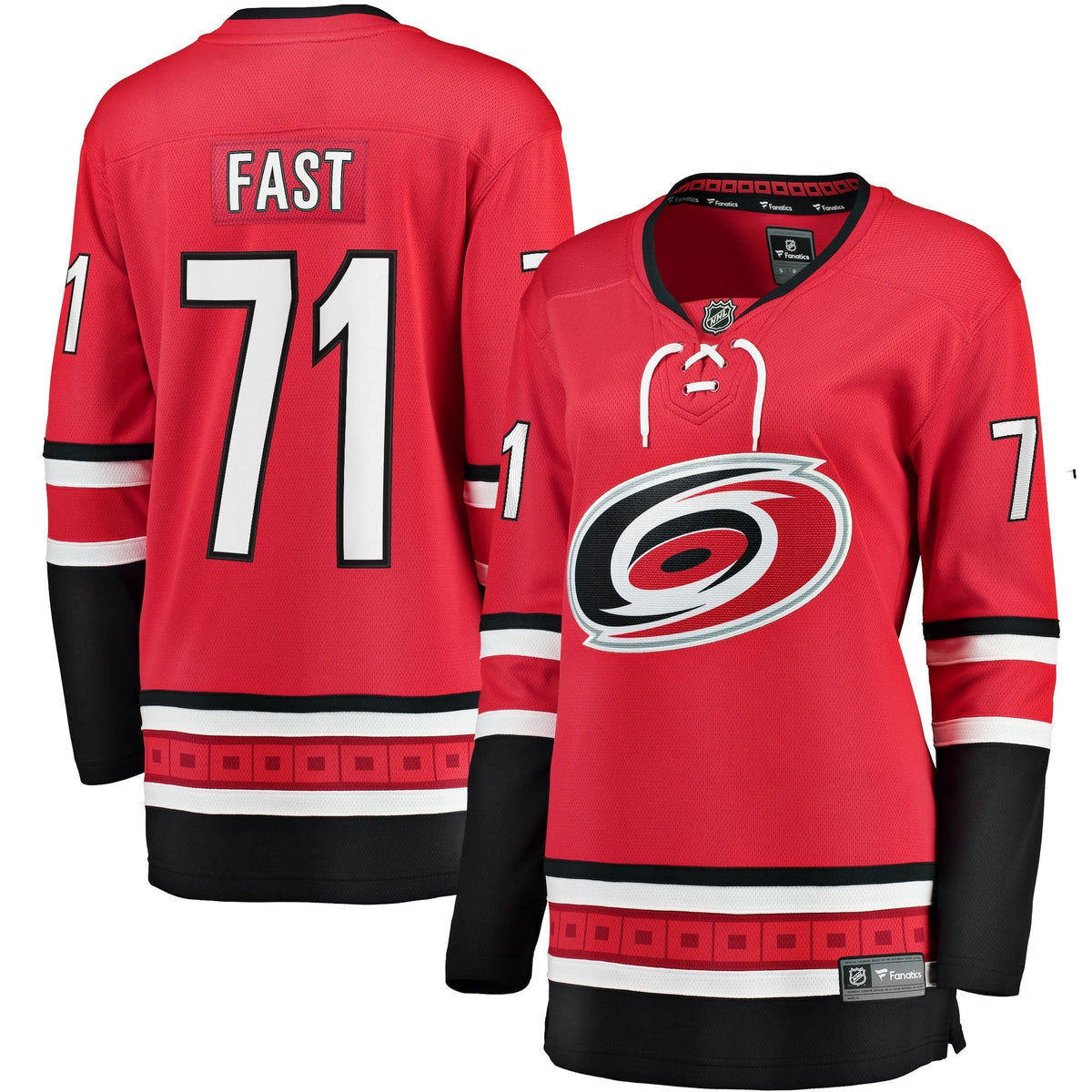Women's Fanatics Branded Jesper Fast Red Carolina Hurricanes Home Breakaway Jersey
