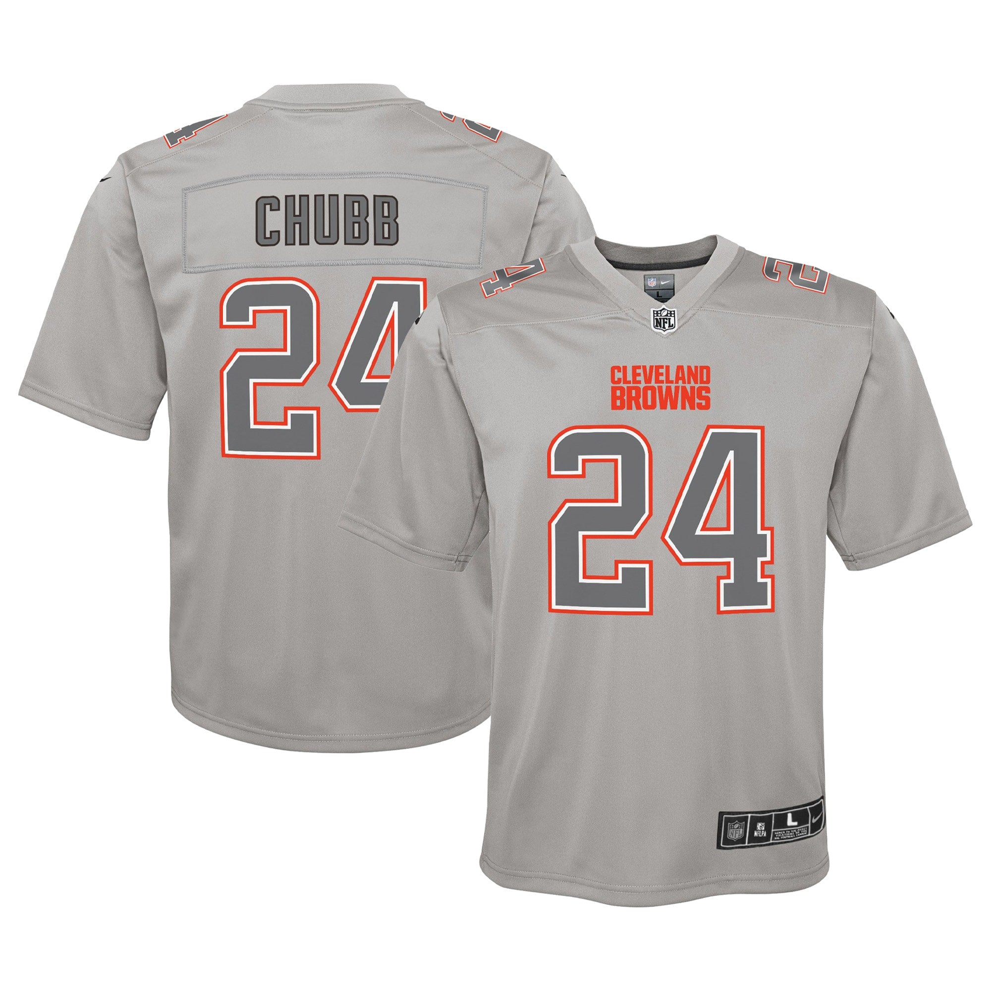 Nick Chubb Cleveland Browns Nike Youth Atmosphere Game Jersey   Gray
