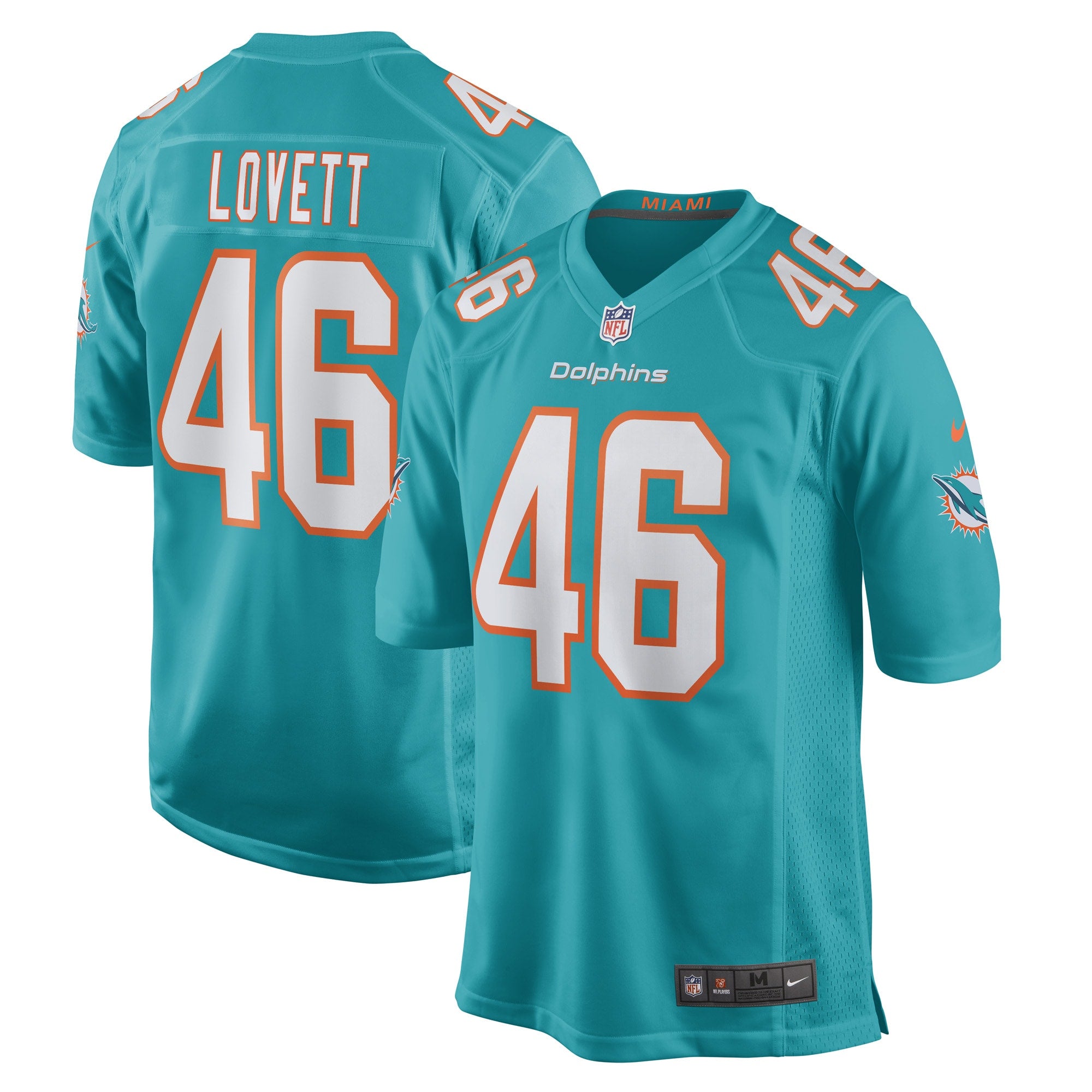 John Lovett Miami Dolphins Nike Game Player Jersey   Aqua