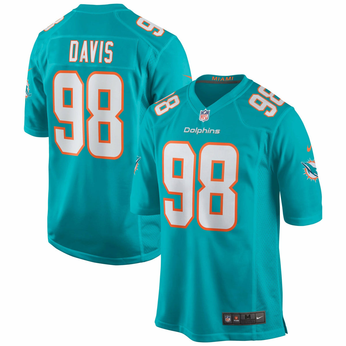 Men s Nike Raekwon Davis Aqua Miami Dolphins Game Jersey