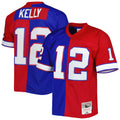 Jim Kelly Buffalo Bills Mitchell   Ness 1990 Split Legacy Replica Jersey   Royal/Red