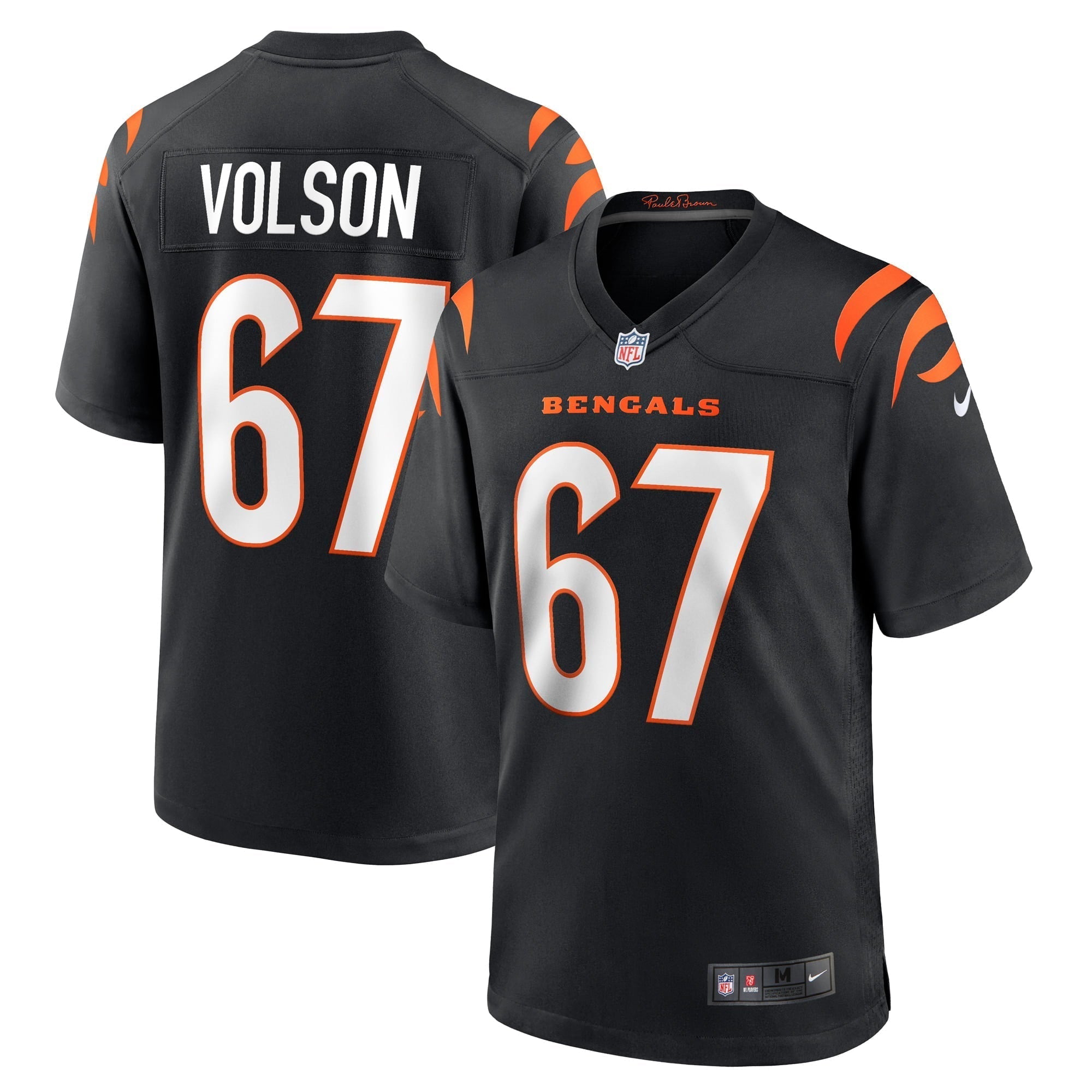 Men s Nike Cordell Volson Black Cincinnati Bengals Game Player Jersey