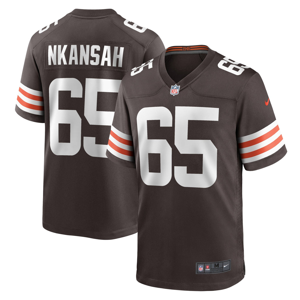 Men s Nike Elijah Nkansah Brown Cleveland Browns Game Player Jersey